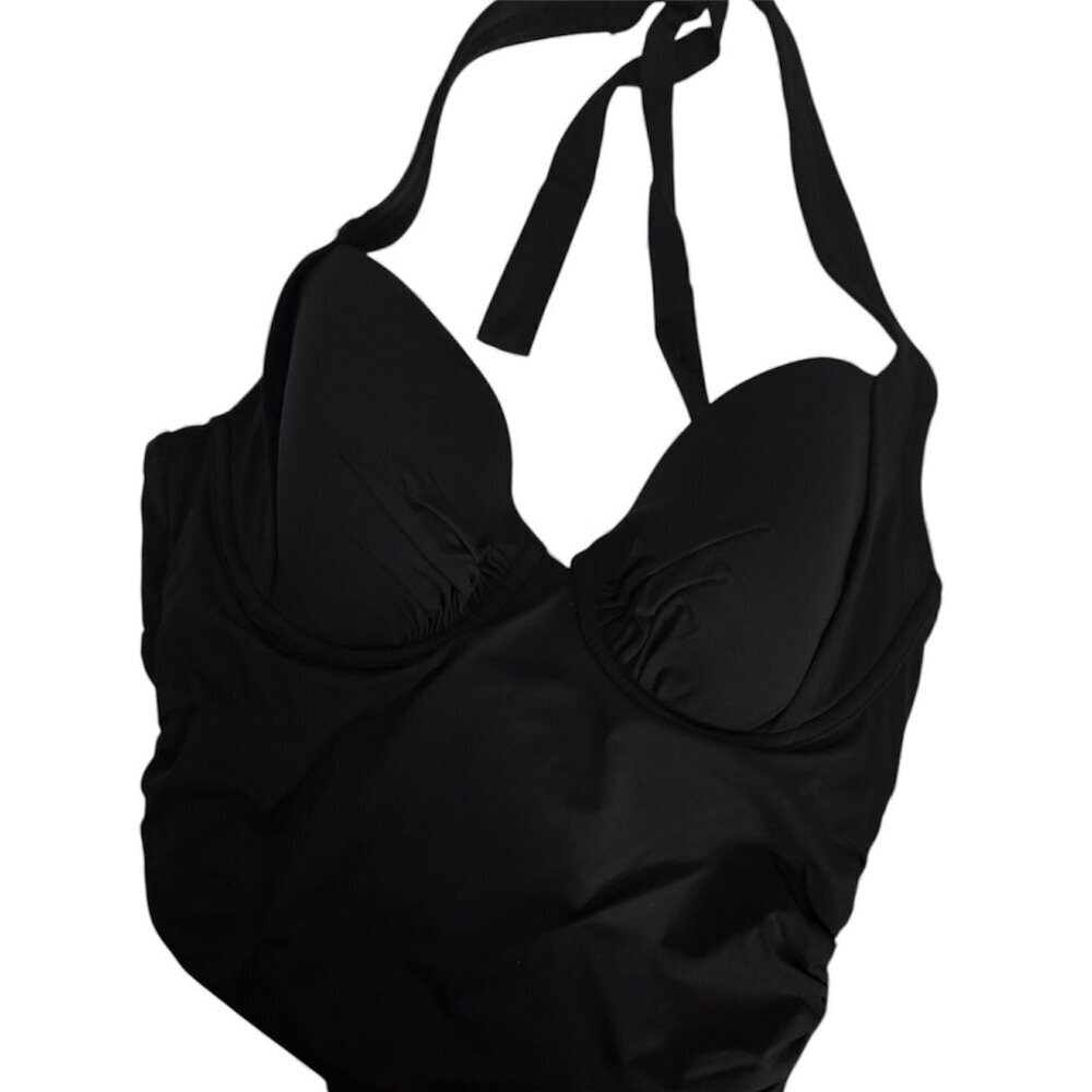 Tommy Bahama Womens Black Halter Pearl Underwired Tankini Swim Top Sz S New - Picture 5 of 12